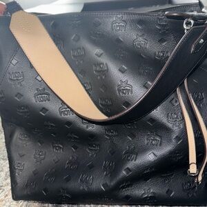 MCM Black Leather Tote Bag